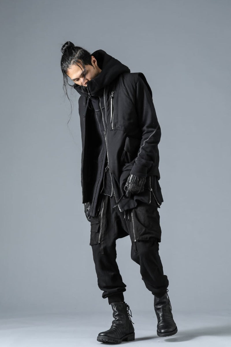 Untwisted Yarn Fleece-Lined Drop Crotch Cargo Wide Jogger Pants