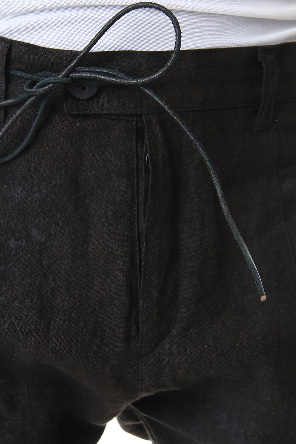 Linen Ash Coating Drop Crotch Slim Pants