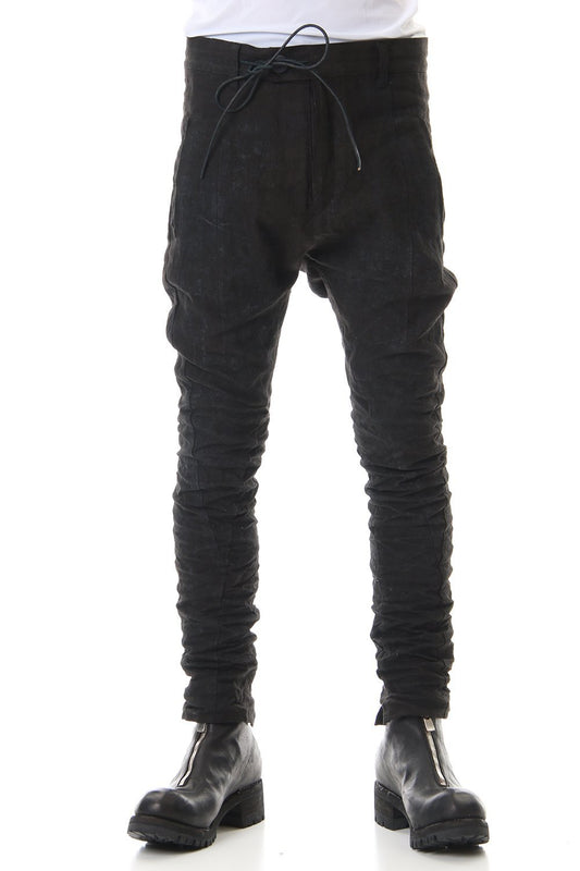 Linen Ash Coating Drop Crotch Slim Pants