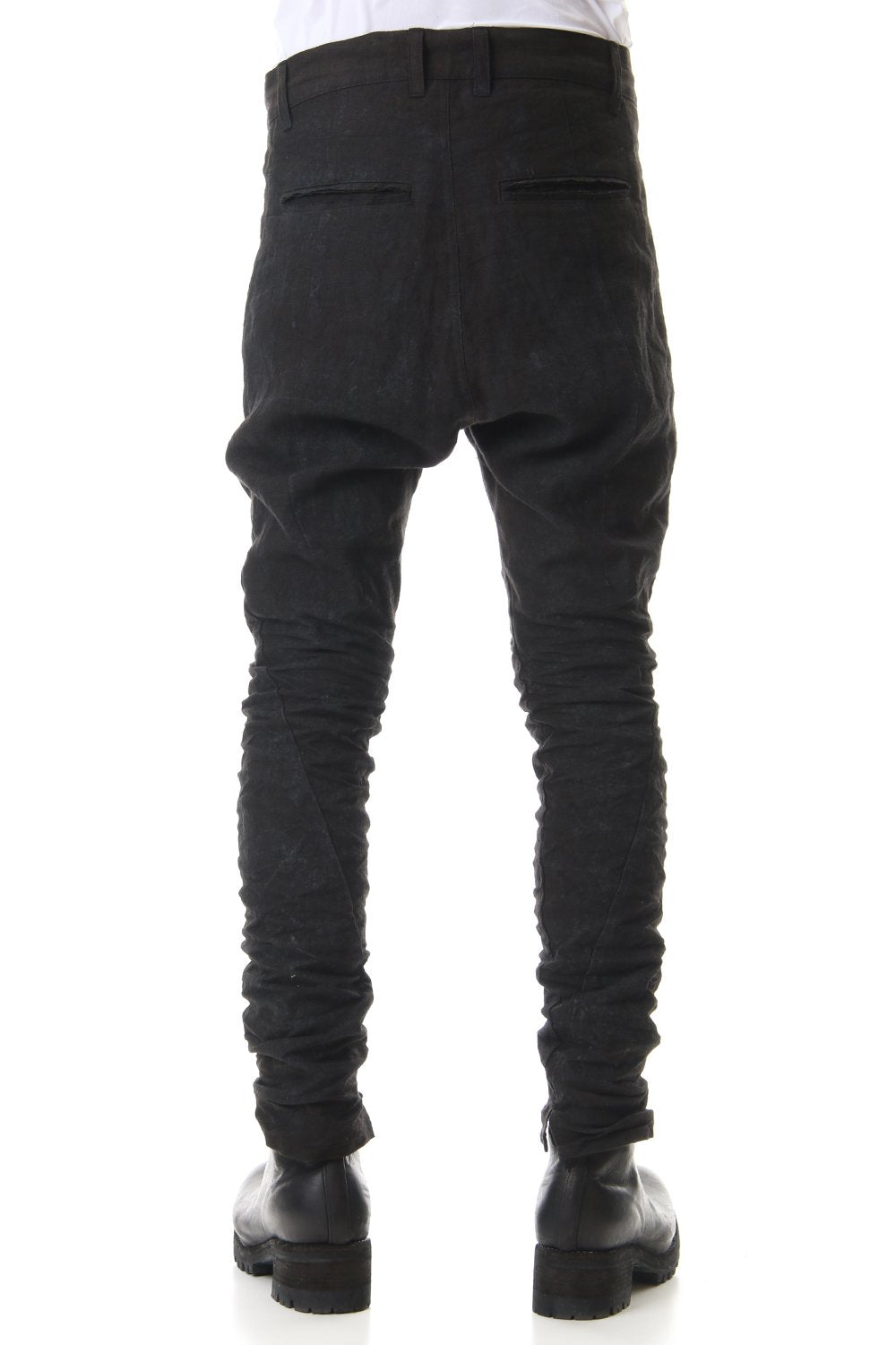 Linen Ash Coating Drop Crotch Slim Pants