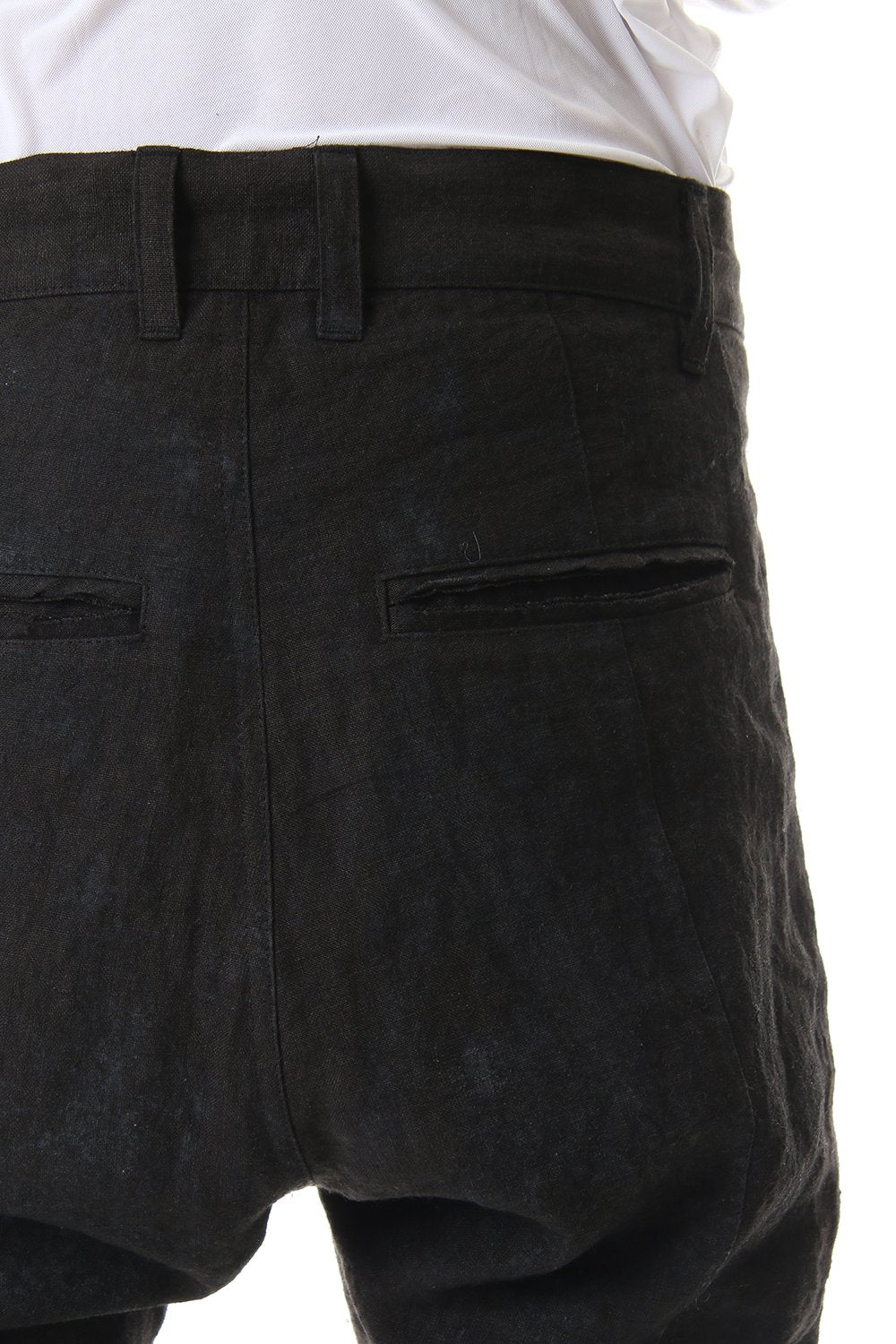 Linen Ash Coating Drop Crotch Slim Pants