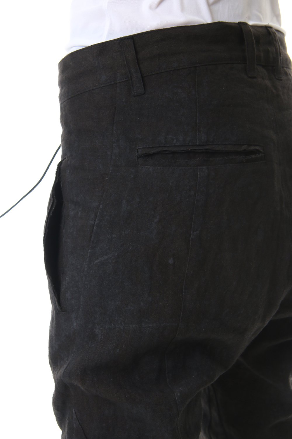 Linen Ash Coating Drop Crotch Slim Pants