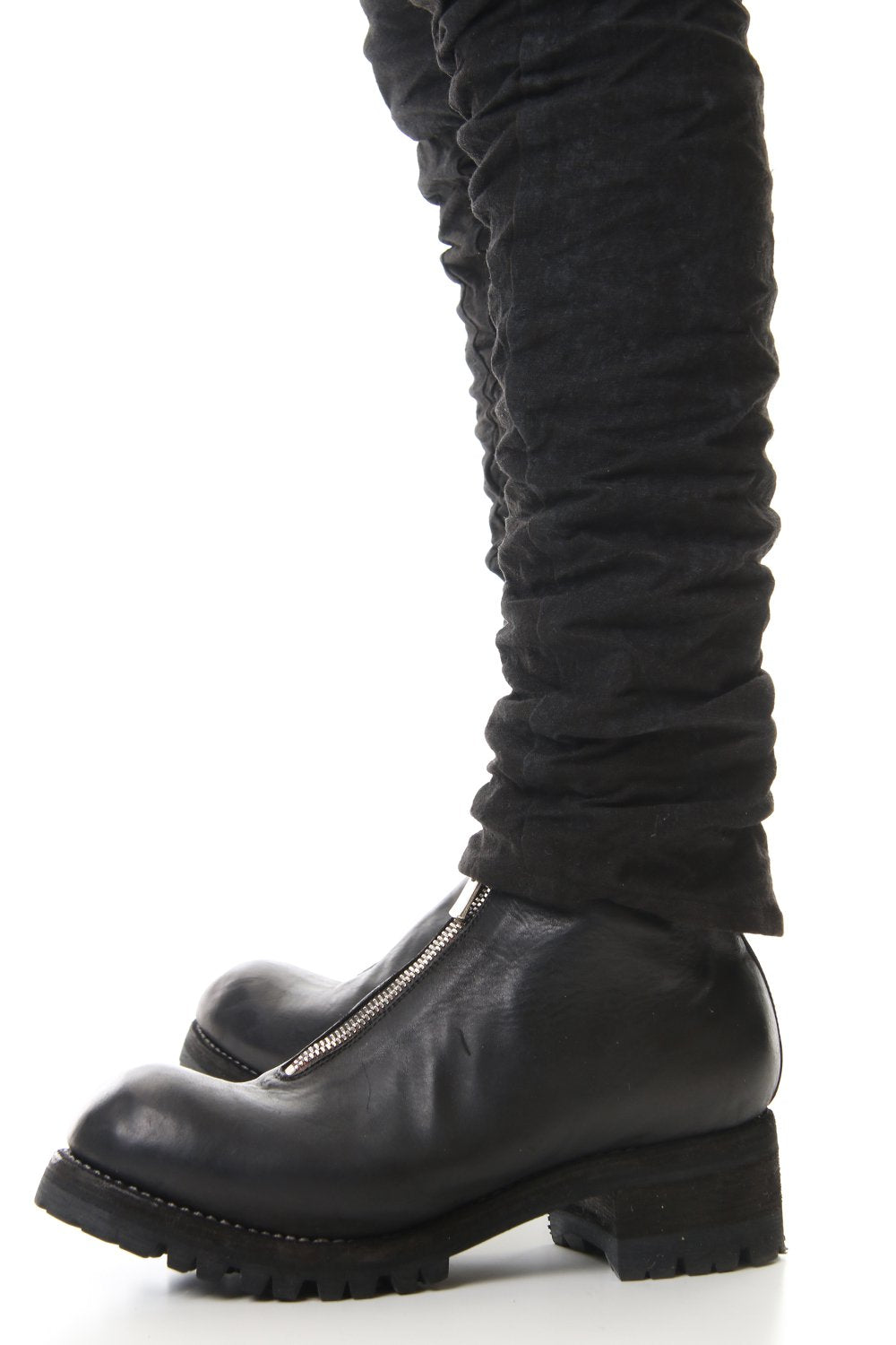 Linen Ash Coating Drop Crotch Slim Pants