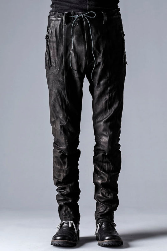 ジャパンカーフレザーカーブスリムパンツ