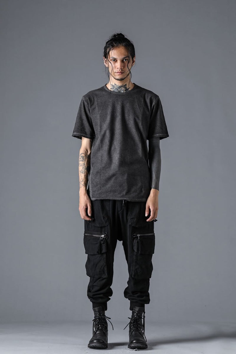 Untwisted Fleece-Lined Drop Crotch Cargo Wide Jog Pants  Black