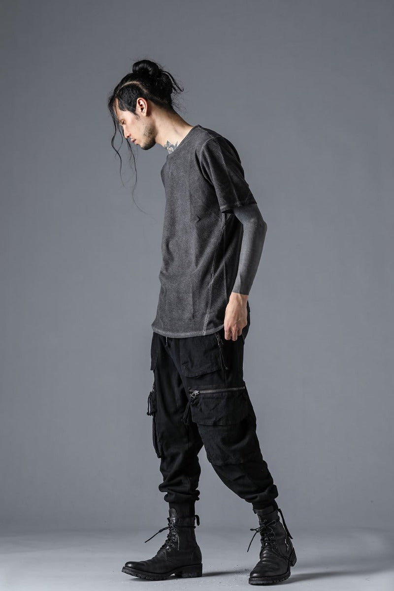 Untwisted Fleece-Lined Drop Crotch Cargo Wide Jog Pants  Black