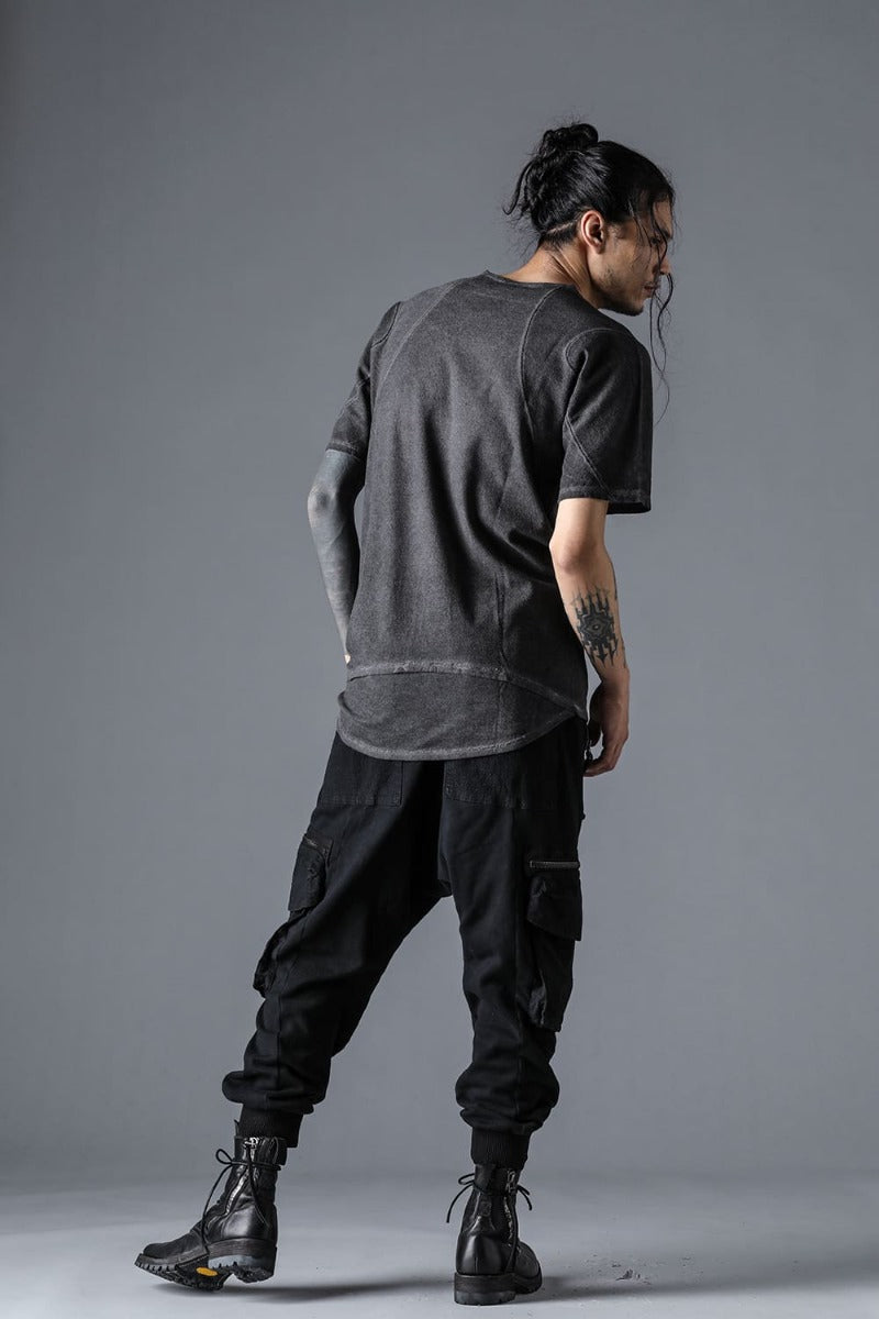 Untwisted Fleece-Lined Drop Crotch Cargo Wide Jog Pants  Black