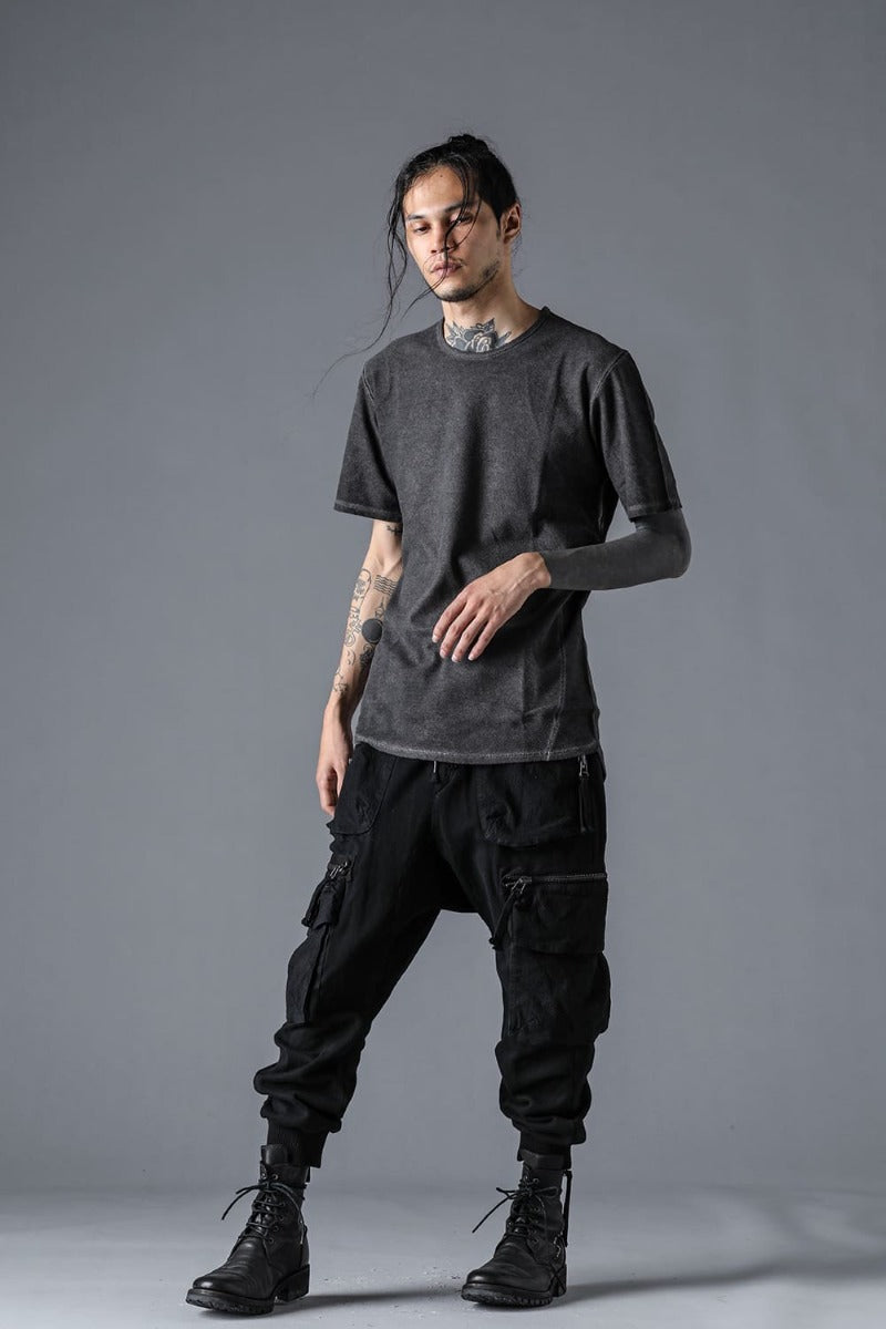 Untwisted Fleece-Lined Drop Crotch Cargo Wide Jog Pants  Black