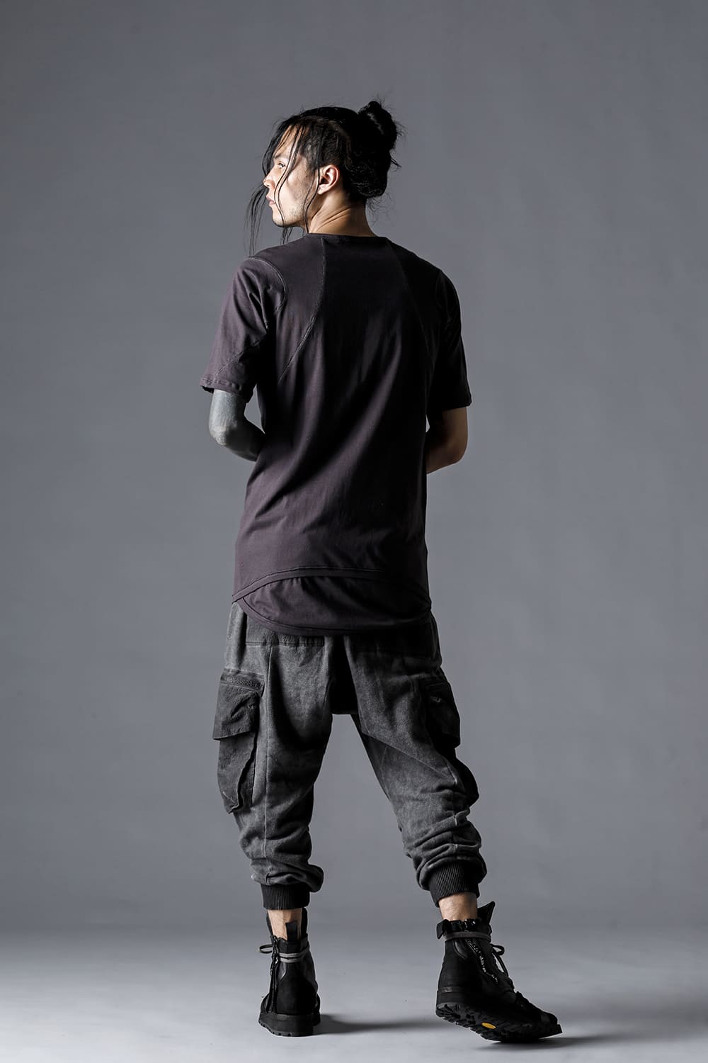 Untwisted Fleece-Lined Drop Crotch Cargo Wide Jog Pants  Charcoal