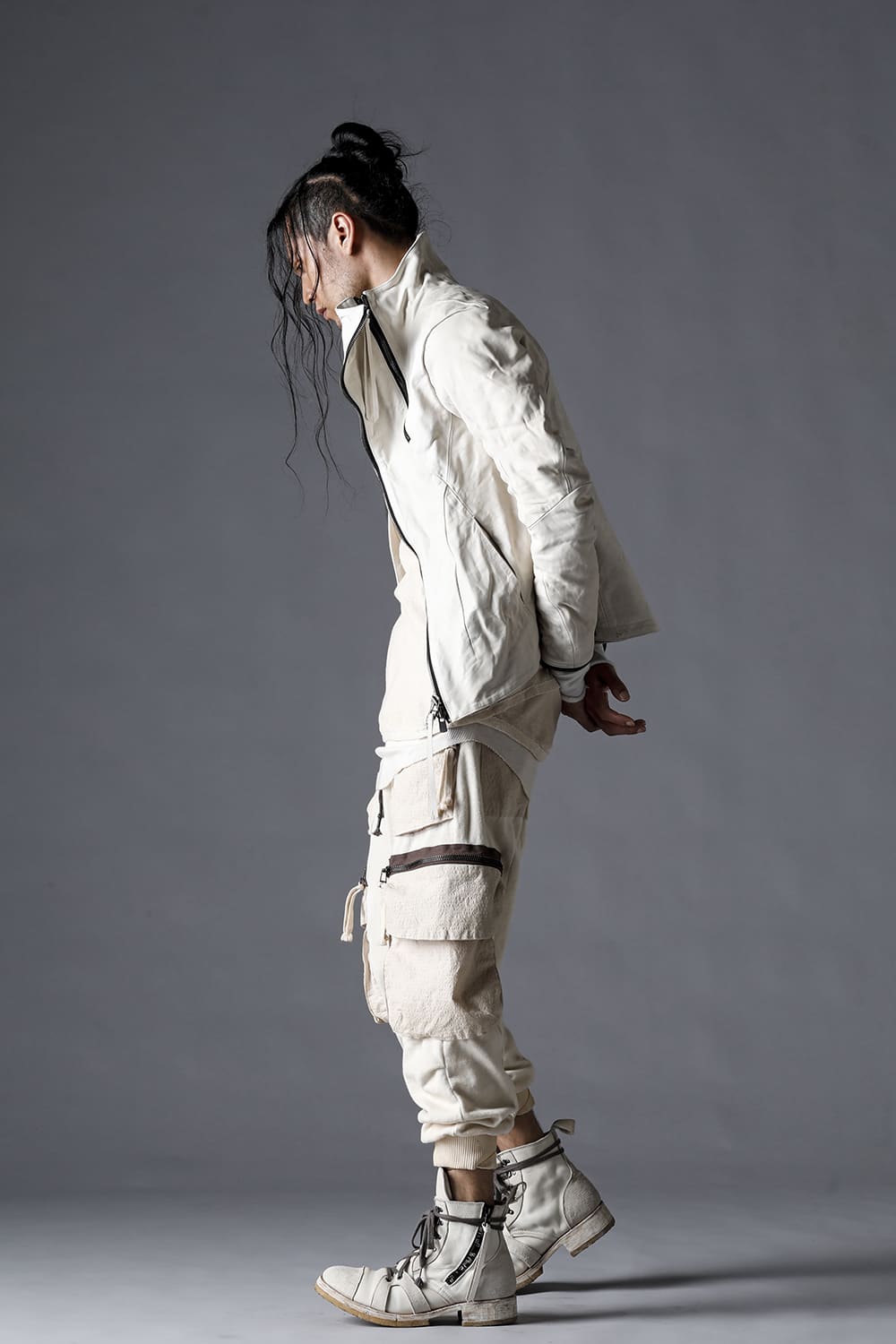 Untwisted Fleece-Lined Drop Crotch Cargo Wide Jog Pants Dusty White