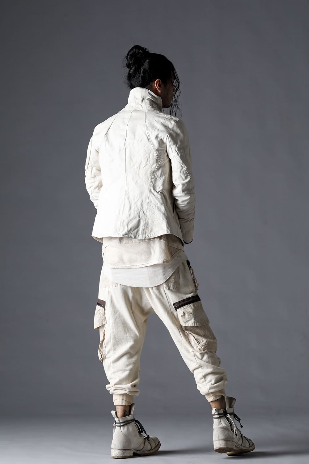 Untwisted Fleece-Lined Drop Crotch Cargo Wide Jog Pants Dusty White