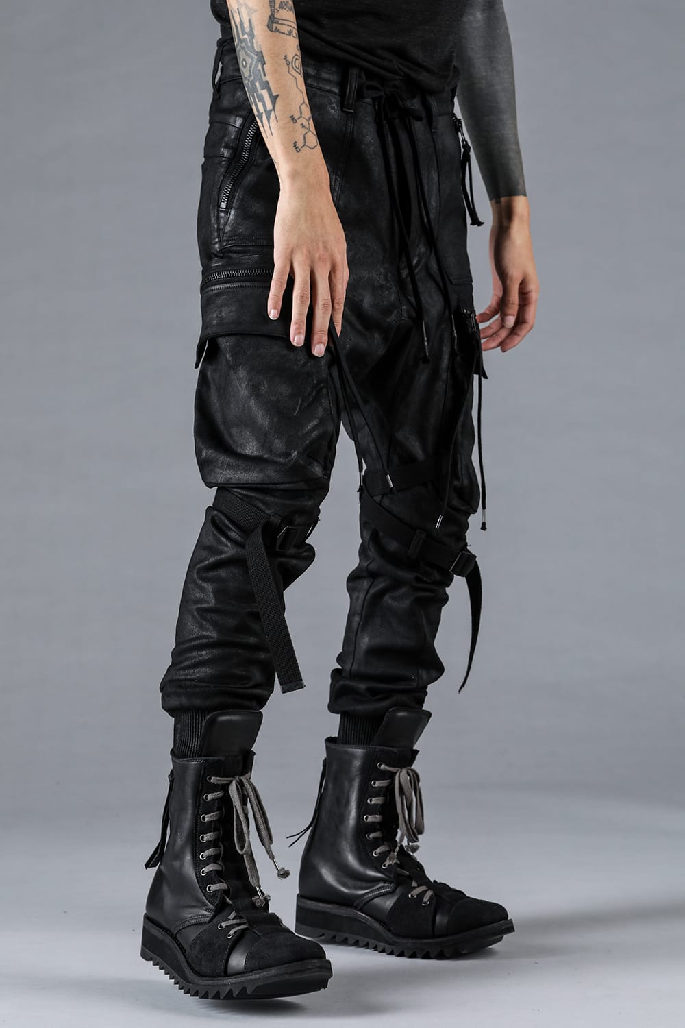 Product Coating Jersey-Like Denim Cargo Jogger Pants