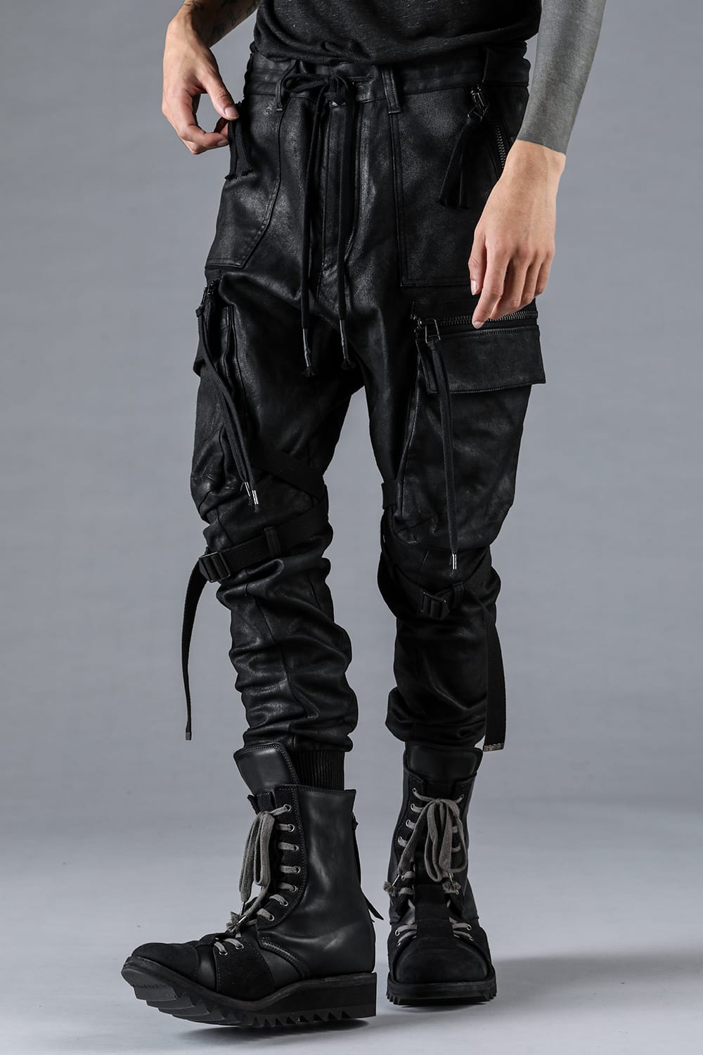 Product Coating Jersey-Like Denim Cargo Jogger Pants