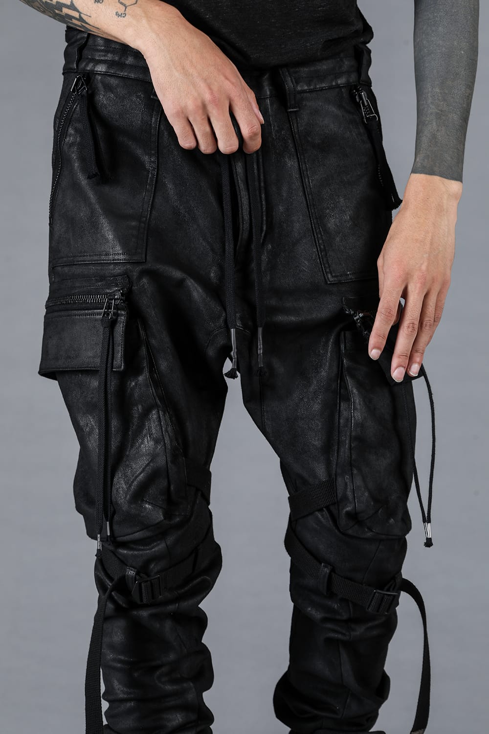 Product Coating Jersey-Like Denim Cargo Jogger Pants