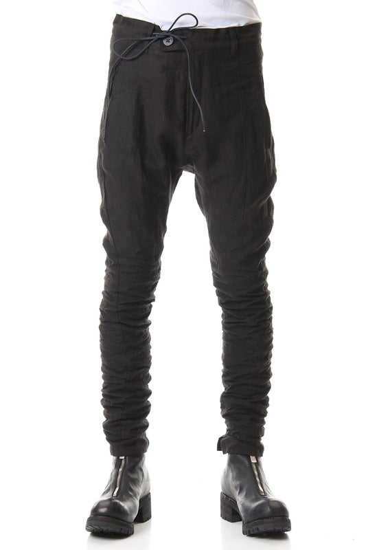 Hand Dyed Linen Drop Crotch Slim Pants