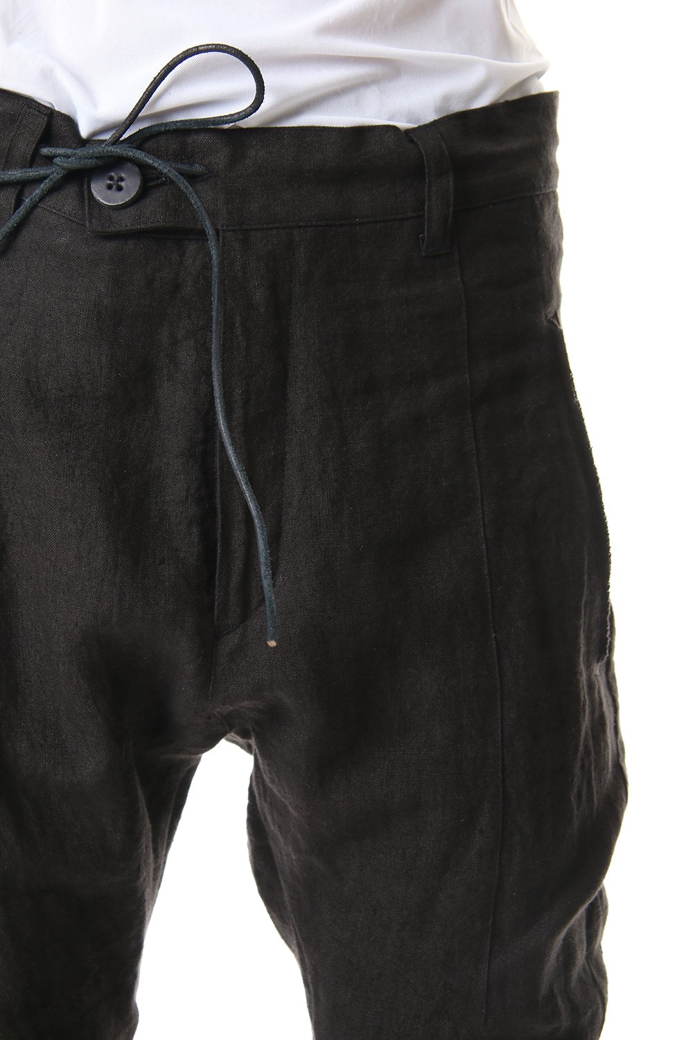 Hand Dyed Linen Drop Crotch Slim Pants