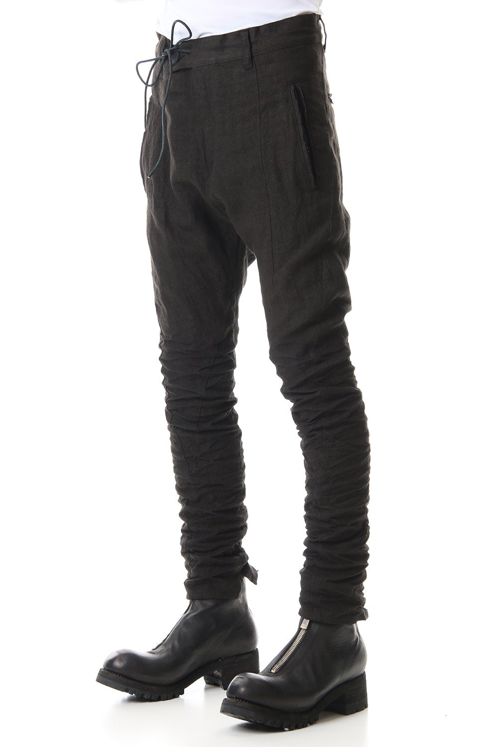 Hand Dyed Linen Drop Crotch Slim Pants