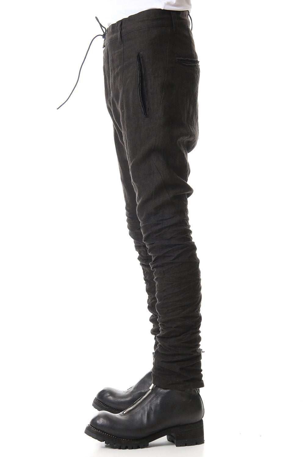 Hand Dyed Linen Drop Crotch Slim Pants