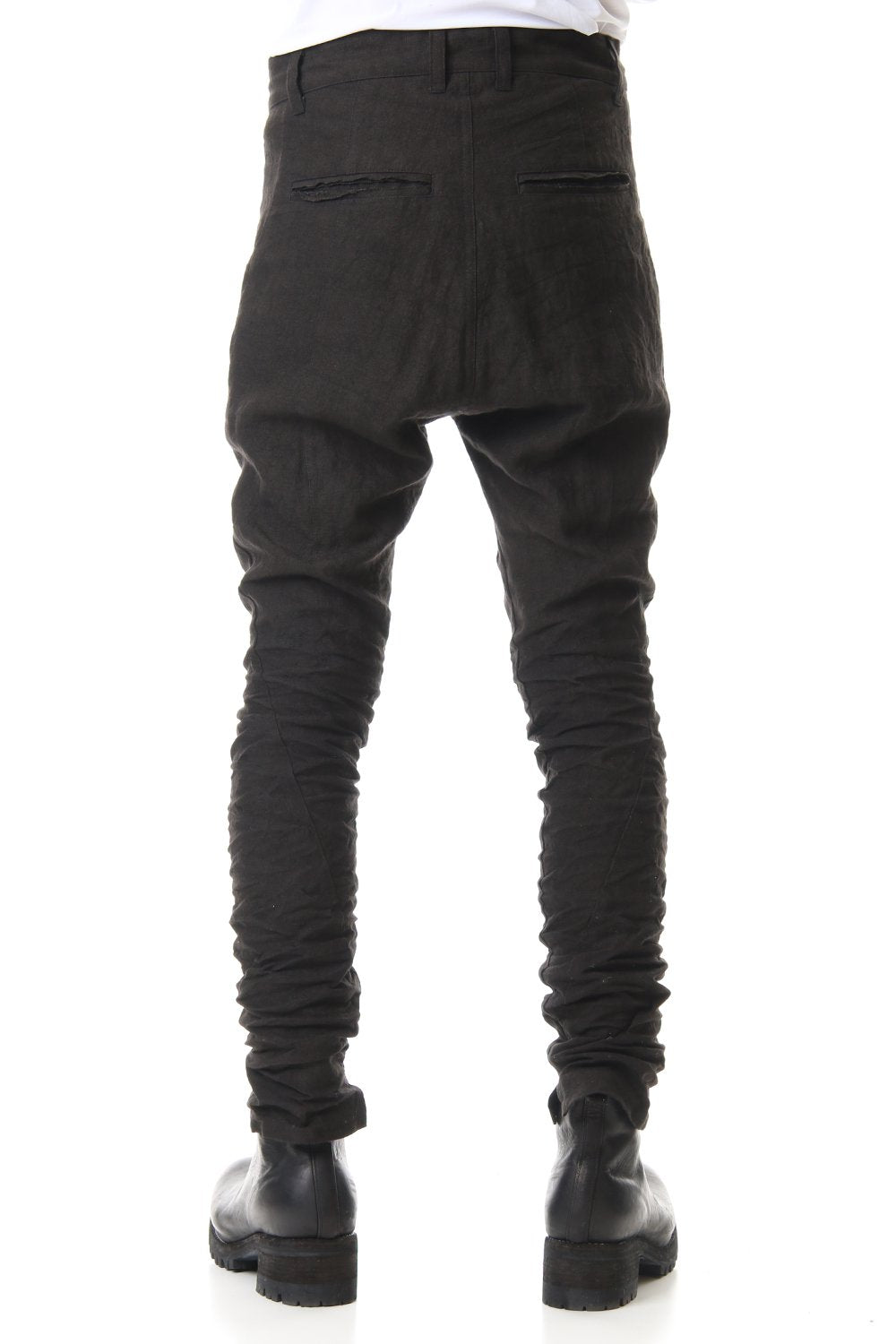 Hand Dyed Linen Drop Crotch Slim Pants