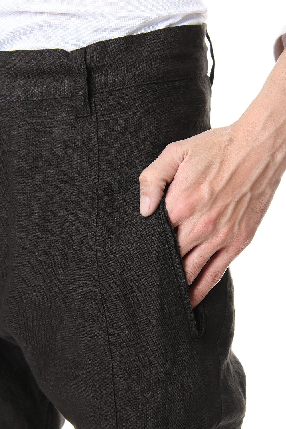 Hand Dyed Linen Drop Crotch Slim Pants