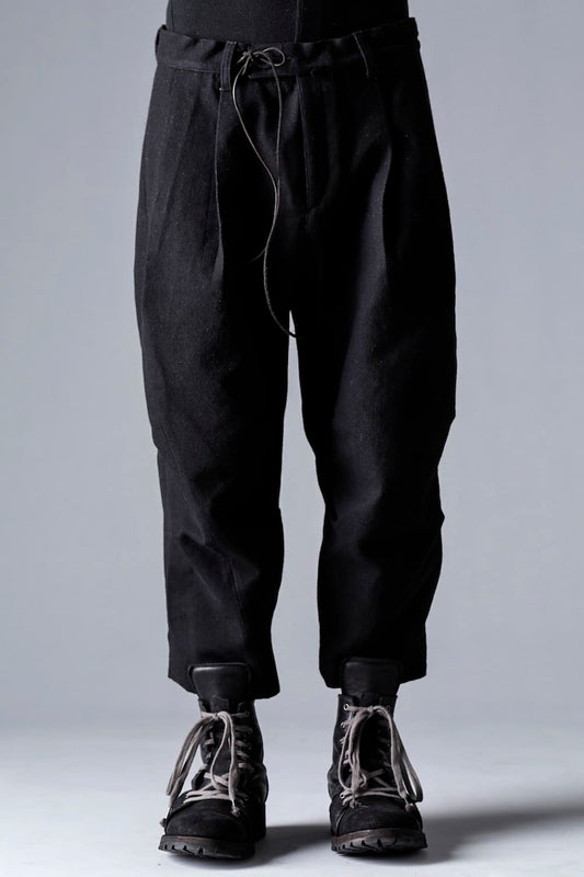 Wool Gauze x Cotton Needle Punch Wide Cropped Pants