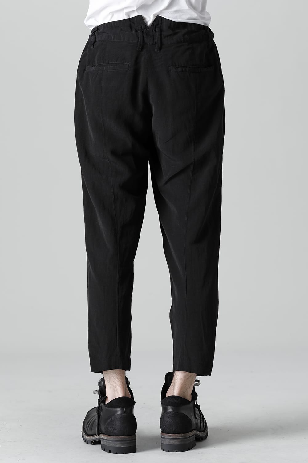 Wood Tannin＆Iron Oxide Dyed Dimple Dobby Tapered Cropped Pants  Black