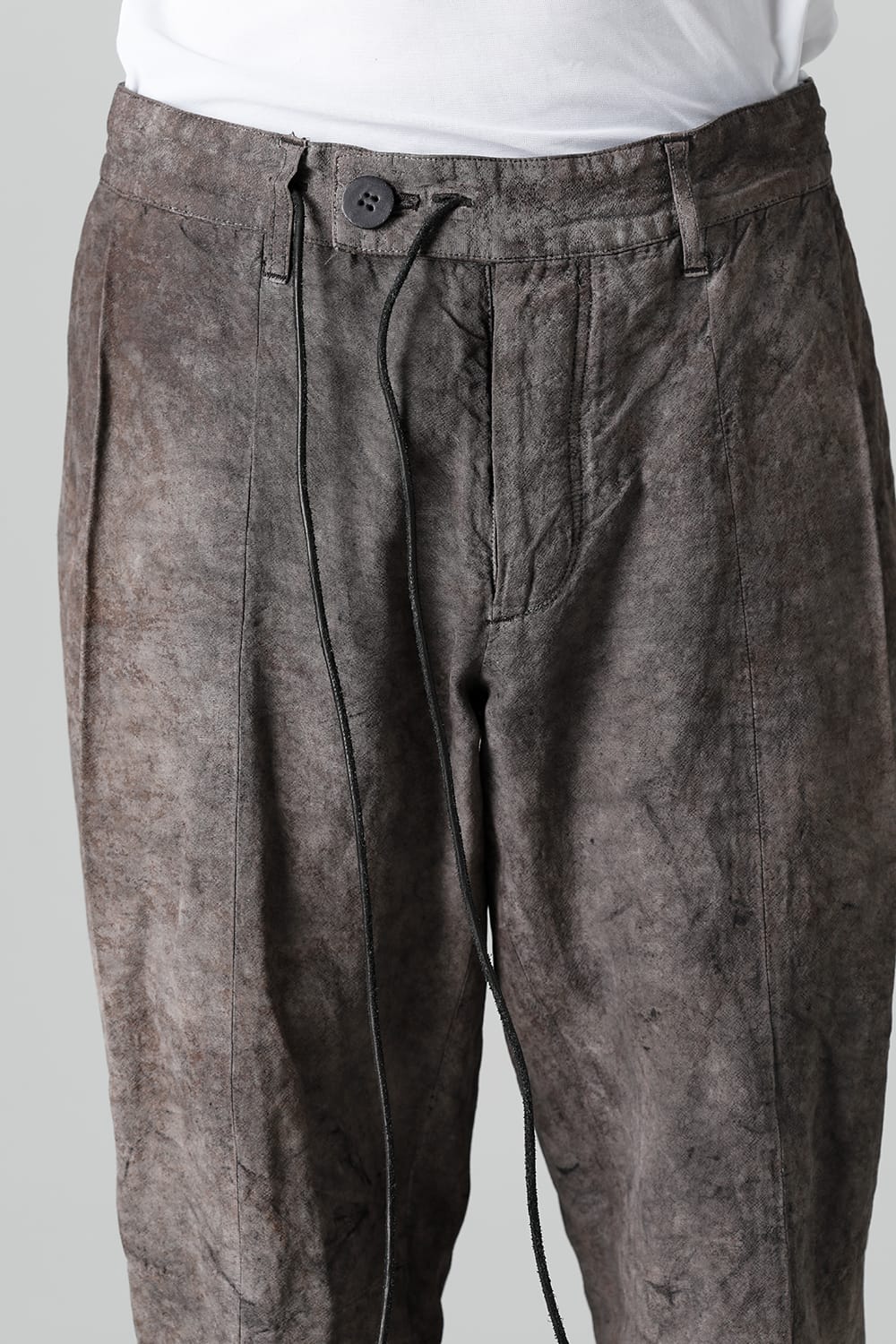 Wood Tannin＆Iron Oxide Dyed Dimple Dobby Tapered Cropped Pants  Charcoal Mix