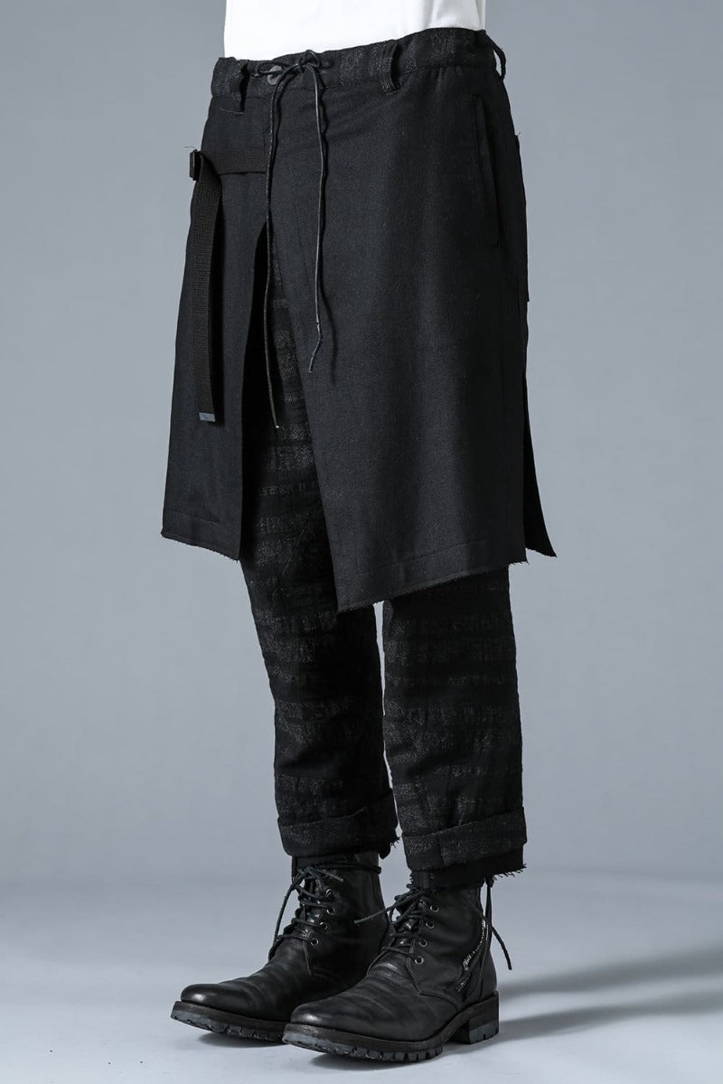 Shadow Striped Gauze Apron Pocket Cropped Pants