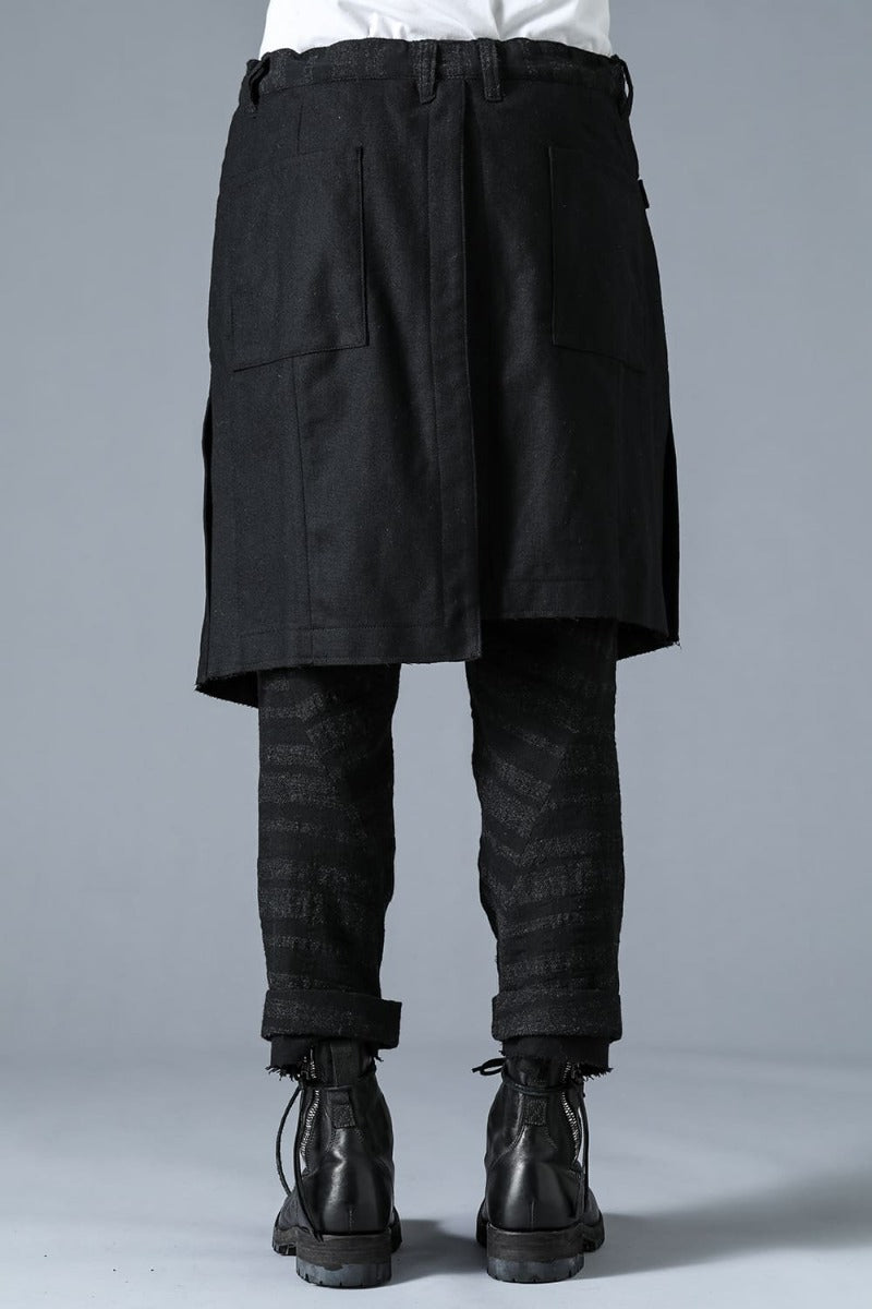 Shadow Striped Gauze Apron Pocket Cropped Pants