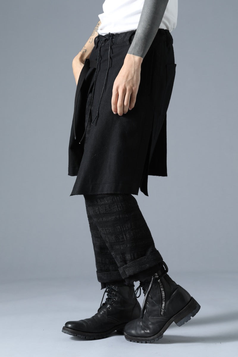 Shadow Striped Gauze Apron Pocket Cropped Pants