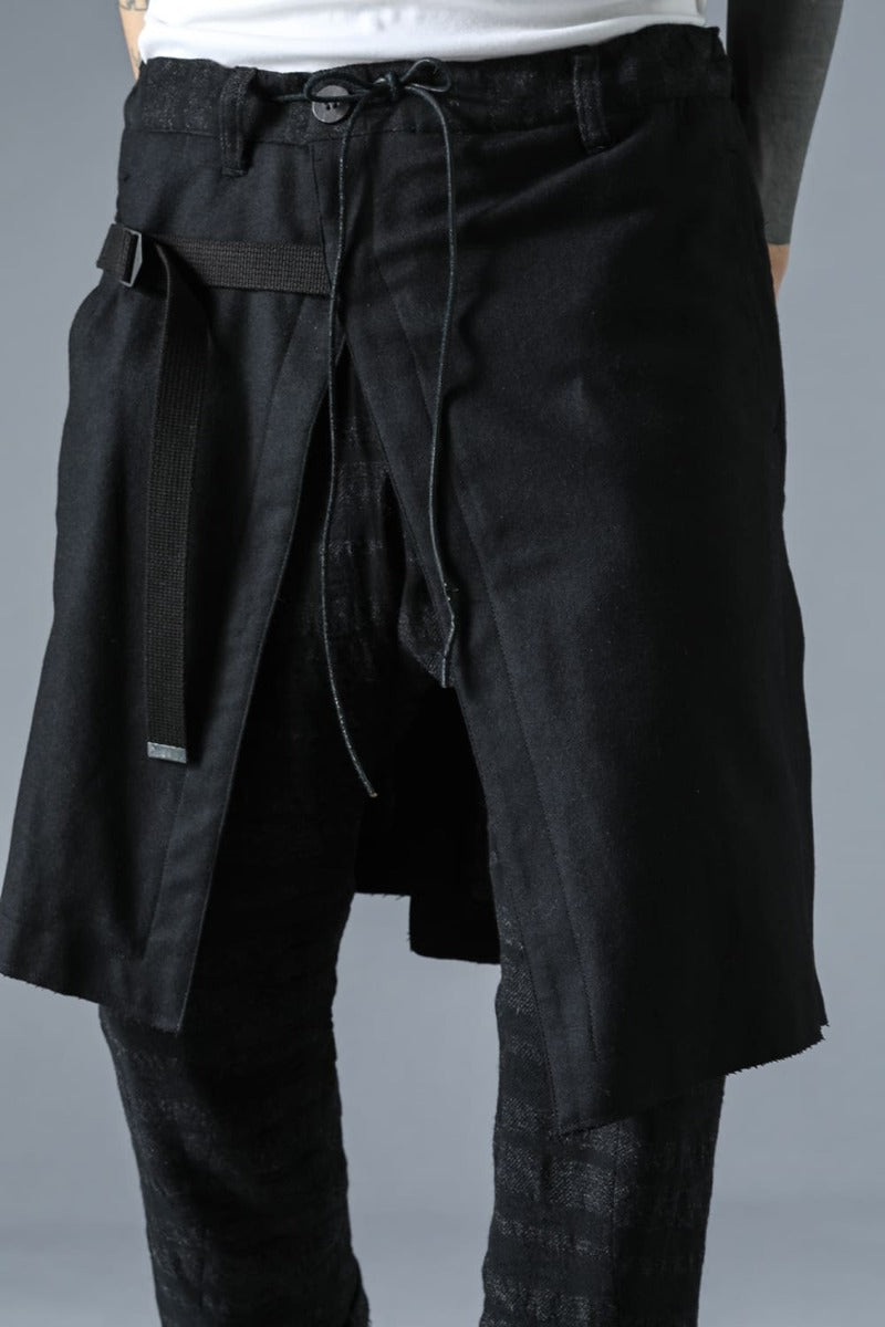 Shadow Striped Gauze Apron Pocket Cropped Pants