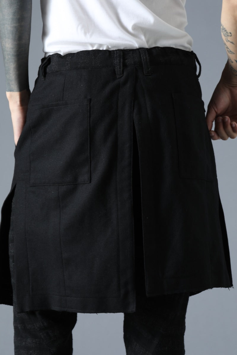 Shadow Striped Gauze Apron Pocket Cropped Pants