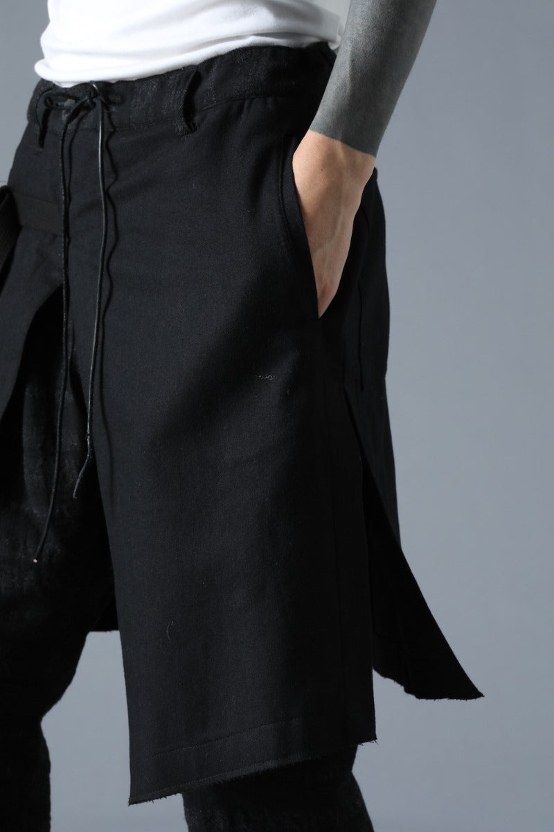 Shadow Striped Gauze Apron Pocket Cropped Pants