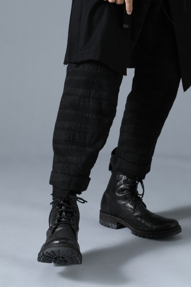 Shadow Striped Gauze Apron Pocket Cropped Pants