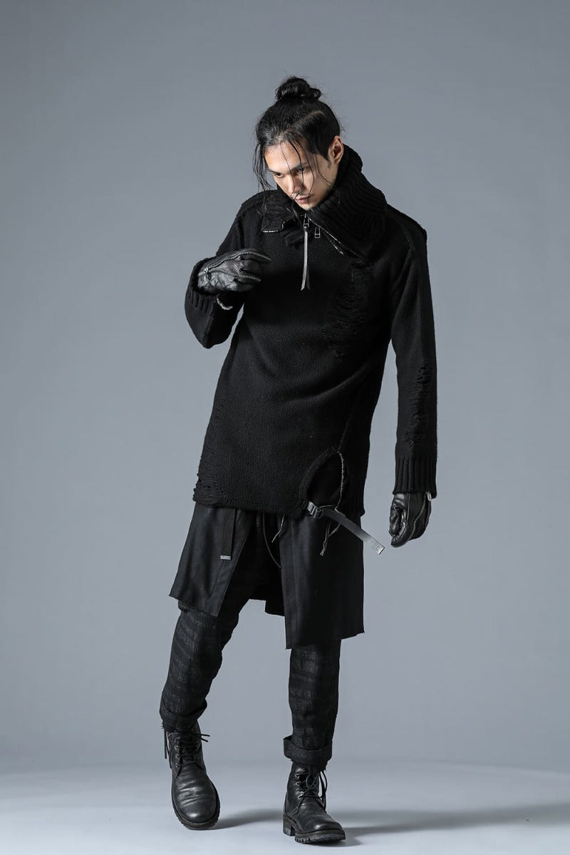 Shadow Striped Gauze Apron Pocket Cropped Pants