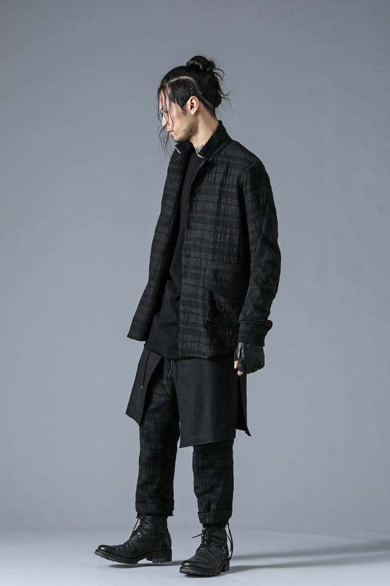 Shadow Striped Gauze Apron Pocket Cropped Pants