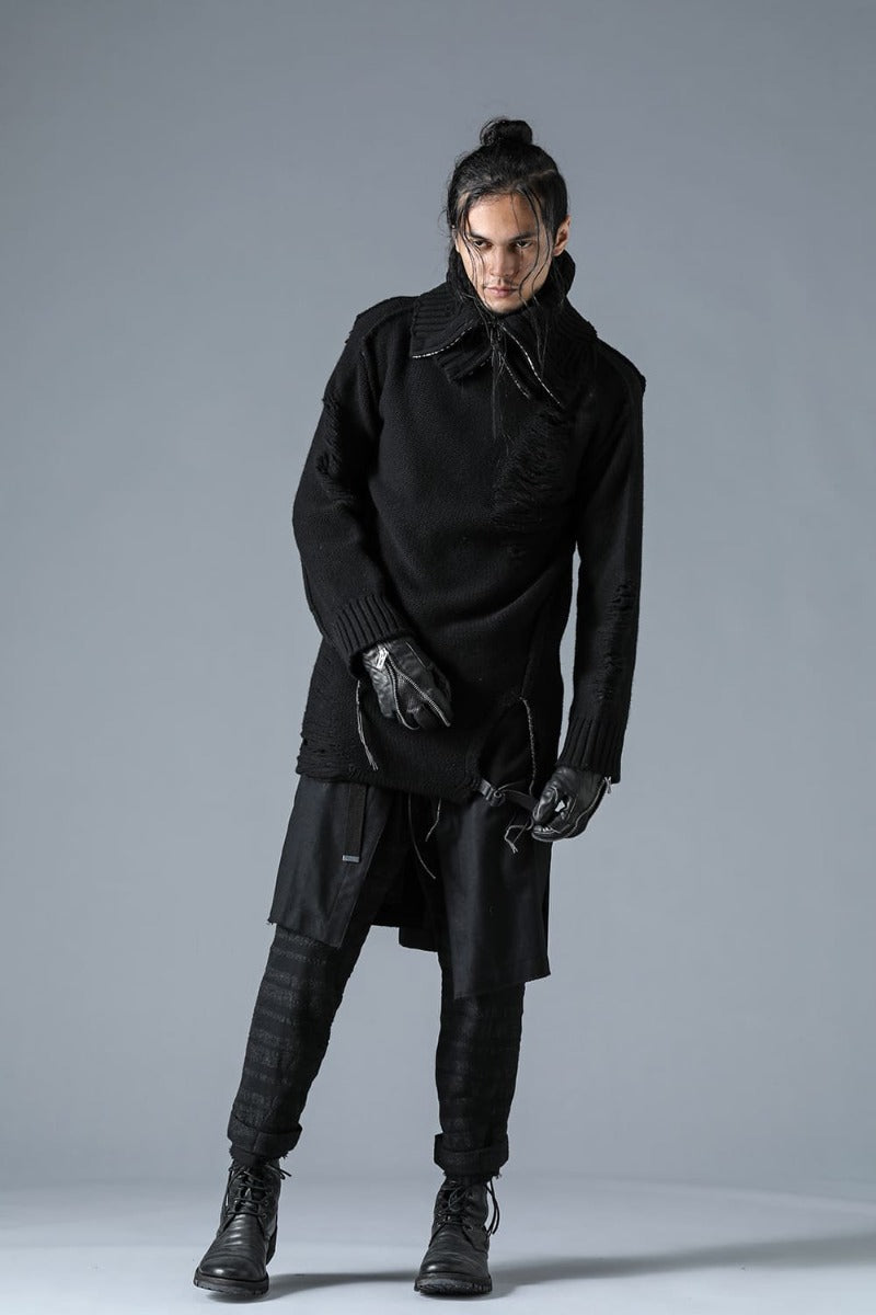 Shadow Striped Gauze Apron Pocket Cropped Pants