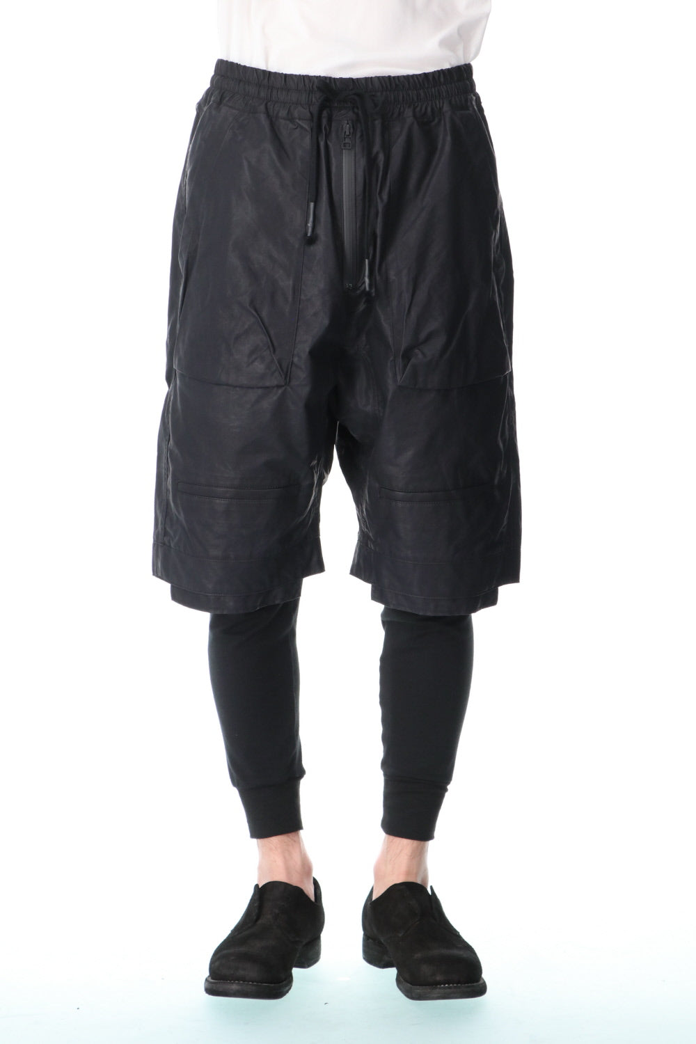 Carbon coated nylon drop-crotch shorts