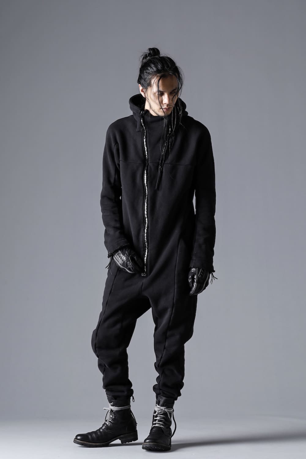 Heavy Cotton Jersey Double Zip Hooded All in One