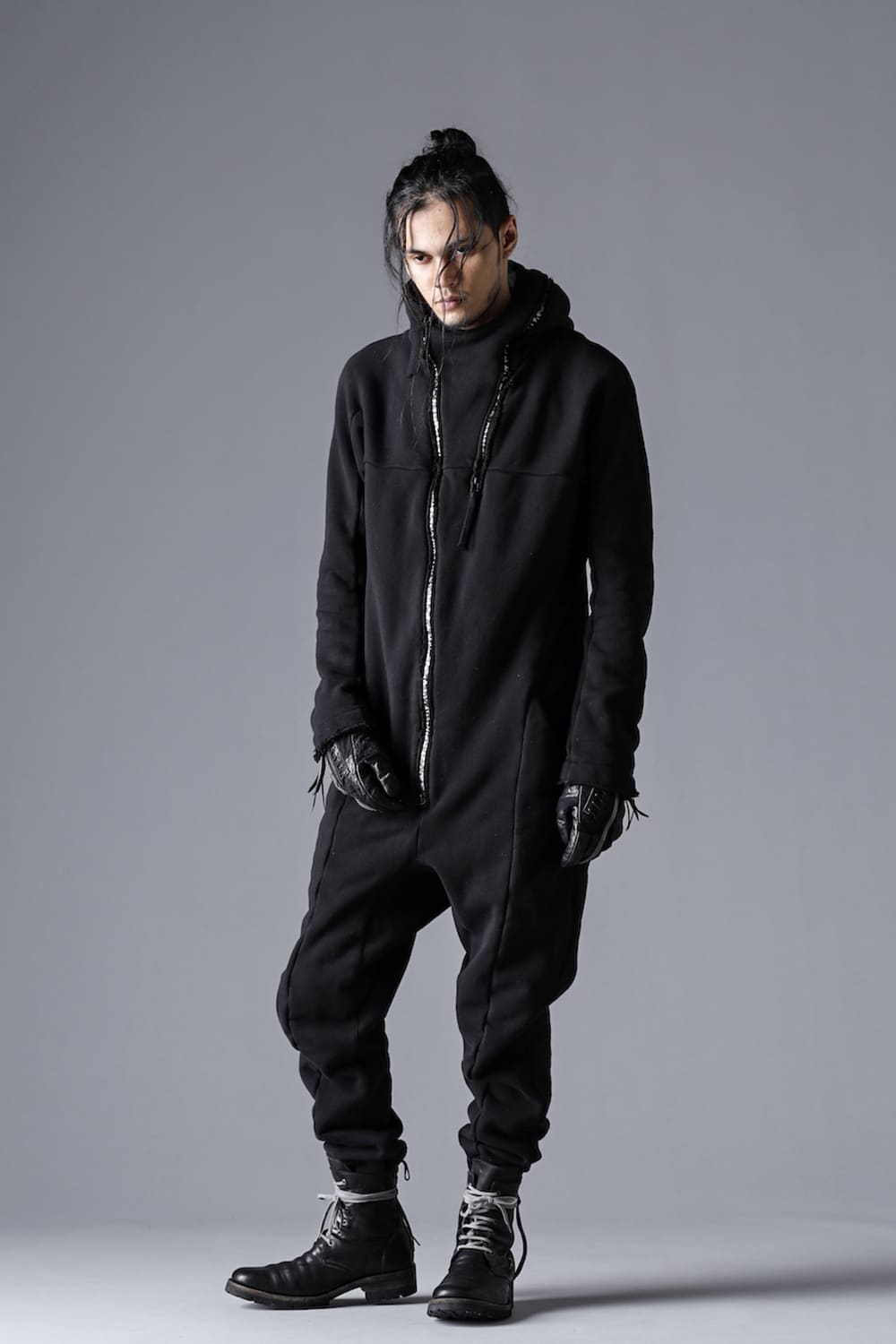 Heavy Cotton Jersey Double Zip Hooded All in One