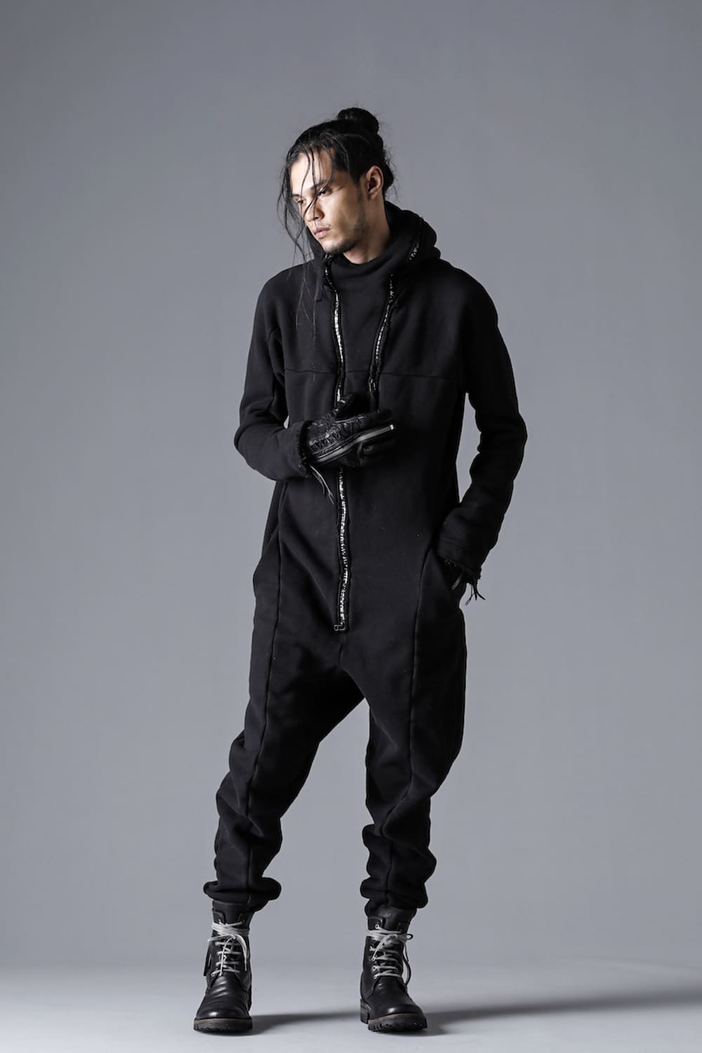 Heavy Cotton Jersey Double Zip Hooded All in One