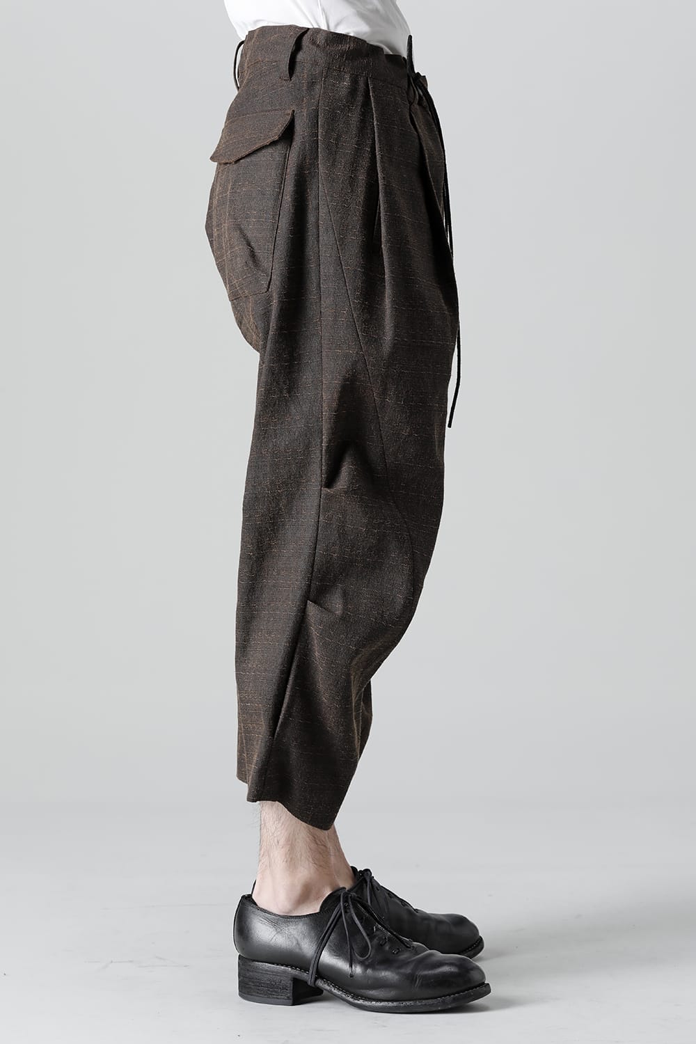 Mud Dyed Broken Slab Cotton Wide Cropped Pants