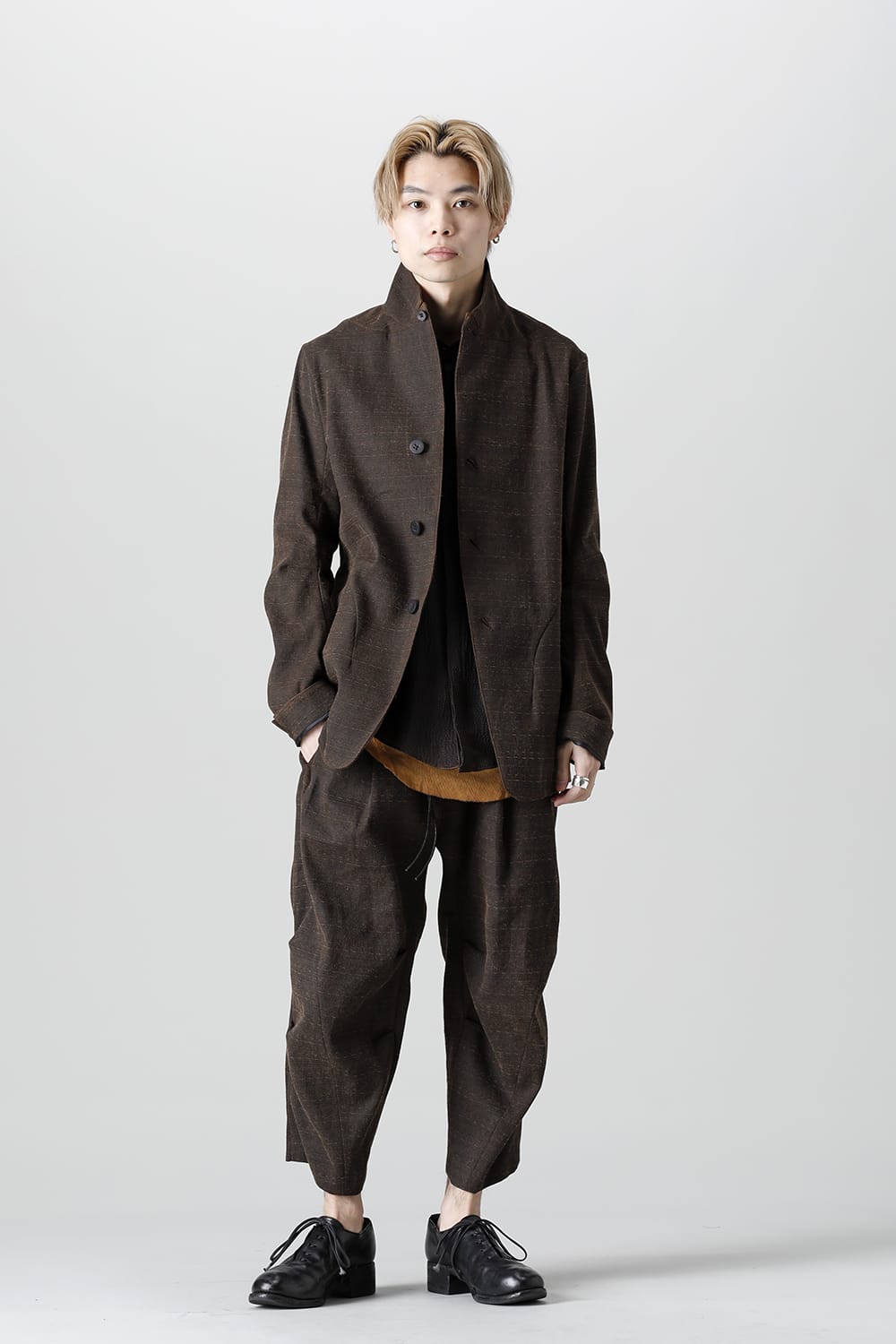 Mud Dyed Broken Slab Cotton Wide Cropped Pants