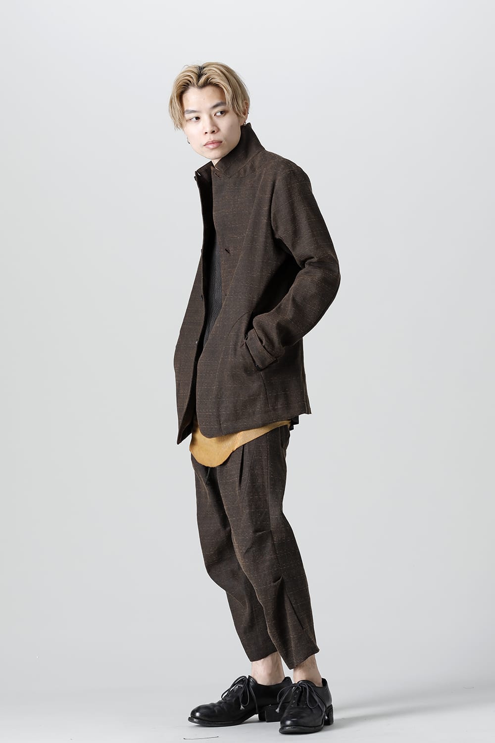 Mud Dyed Broken Slab Cotton Wide Cropped Pants