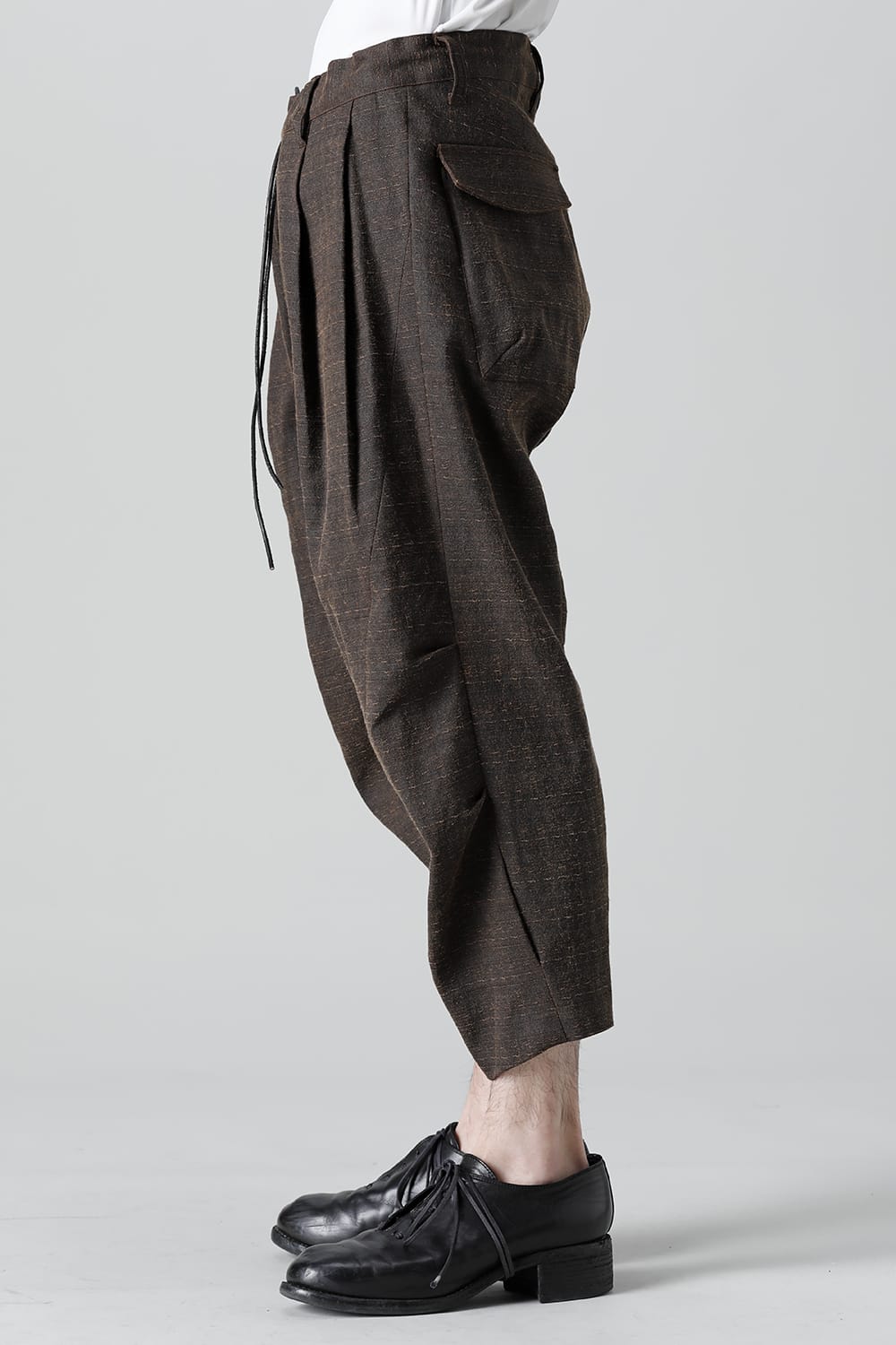 Mud Dyed Broken Slab Cotton Wide Cropped Pants