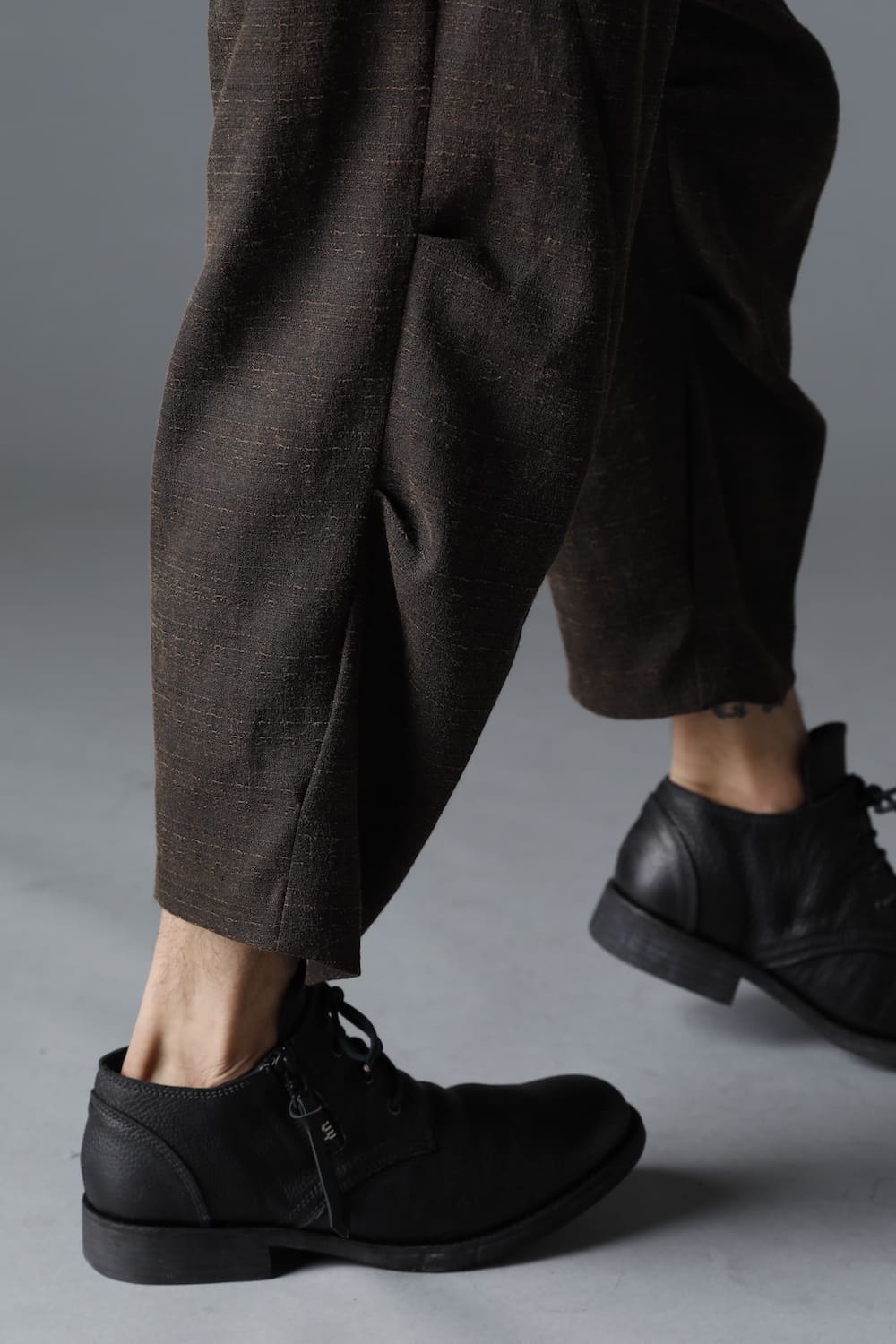 Mud Dyed Broken Slab Cotton Wide Cropped Pants