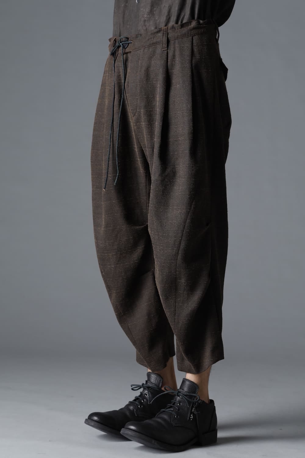 Mud Dyed Broken Slab Cotton Wide Cropped Pants