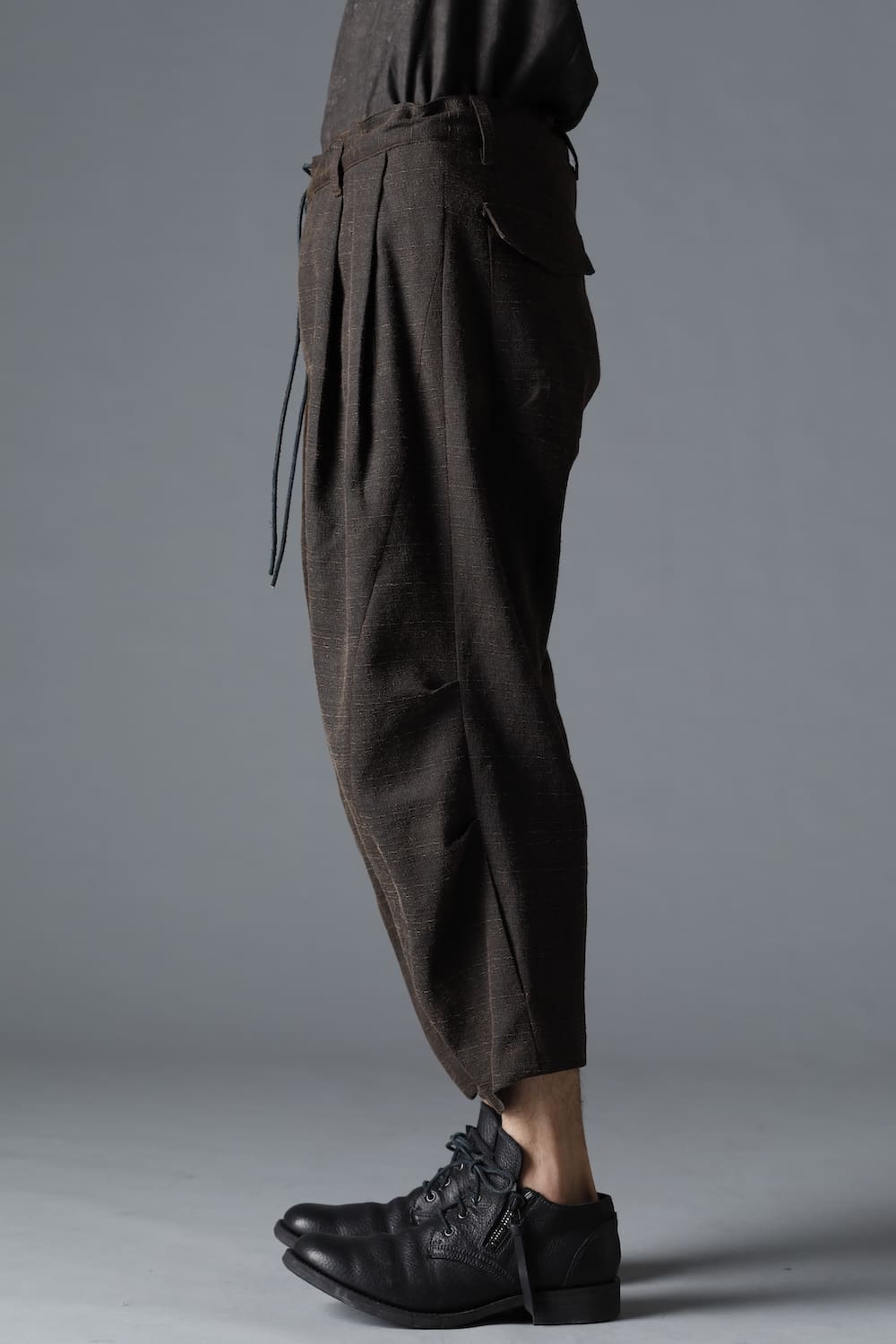 Mud Dyed Broken Slab Cotton Wide Cropped Pants
