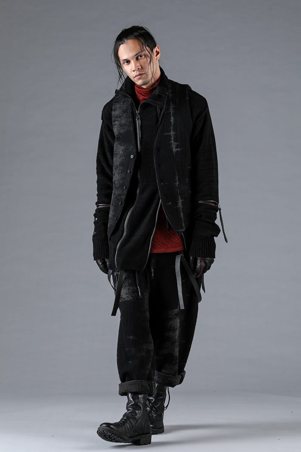 フォグストライプジャガードバギーパンツ