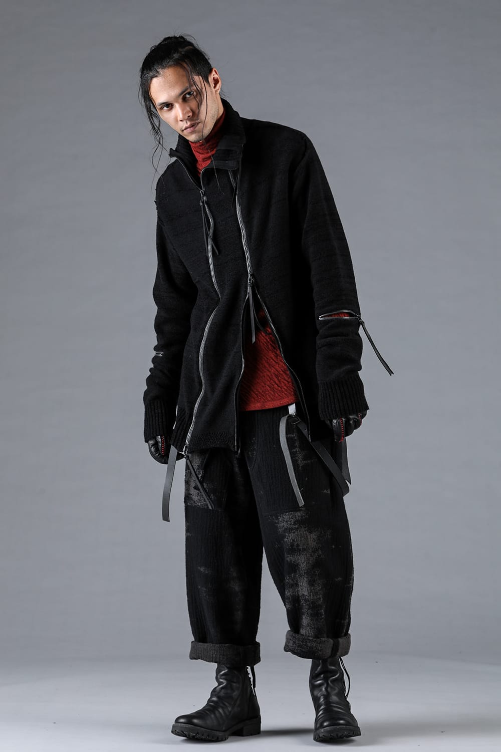 フォグストライプジャガードバギーパンツ